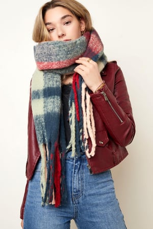 Geruite sjaal franje Groen Polyester h5 Afbeelding3